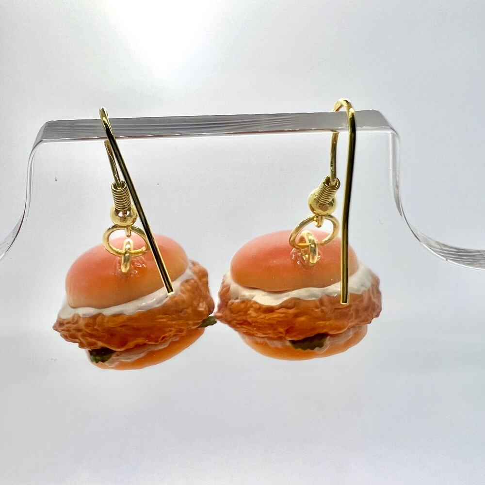 Chicken Sandwich Earrings - KFC Earrings - Food Earrings - Fried Chicken Earring - Picture 5 of 10